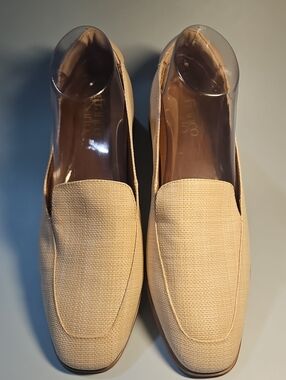 Franco Sarto Beige Woven Loafers. B8n 12
